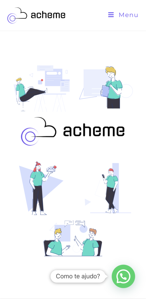 Página da Acheme, mobile