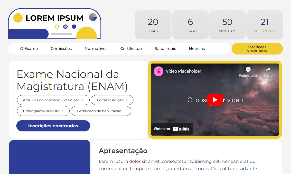 Print da página do ENAM, como portfólio para o site.